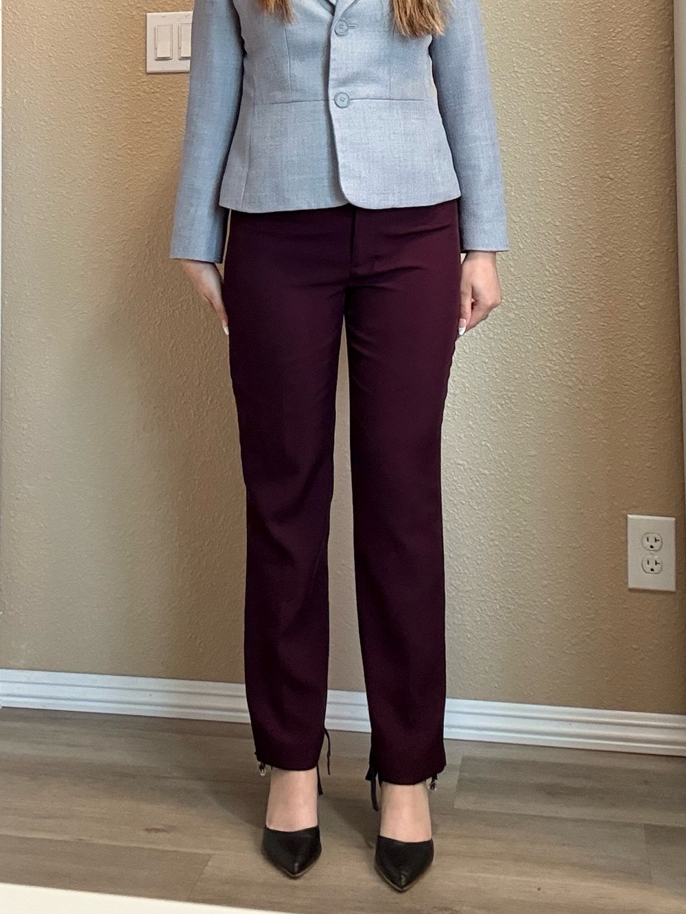 Tailored Purple Straight-Leg Dress Pants